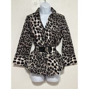 Leopard Print Bubble Hem Belted Tunic M Classic Mob Wife Trendy Street Style